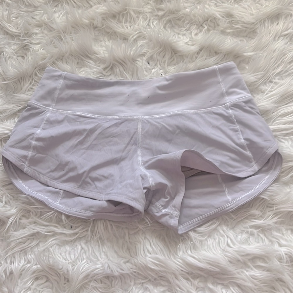White lululemon speed up shorts